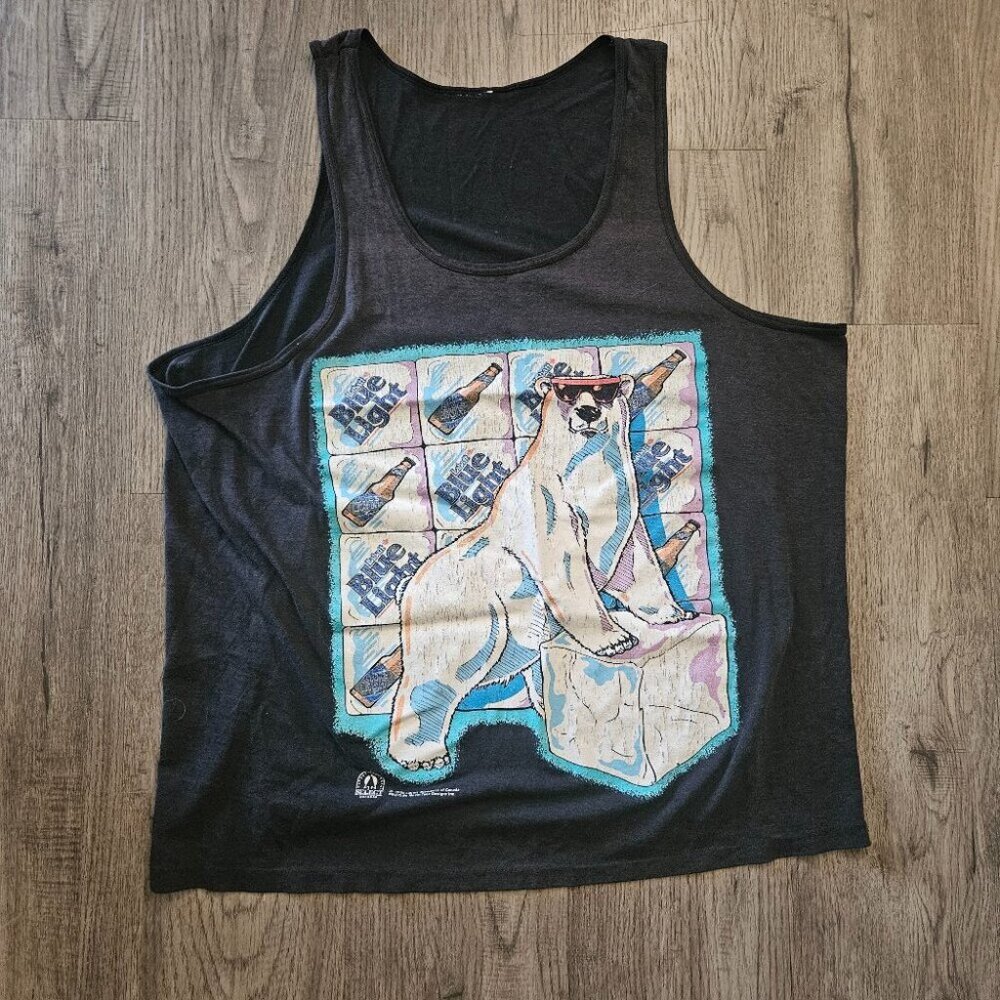 Vintage Labatt Blue Light Polar Bear Tank Top Black Graphic 1993 – Men’s